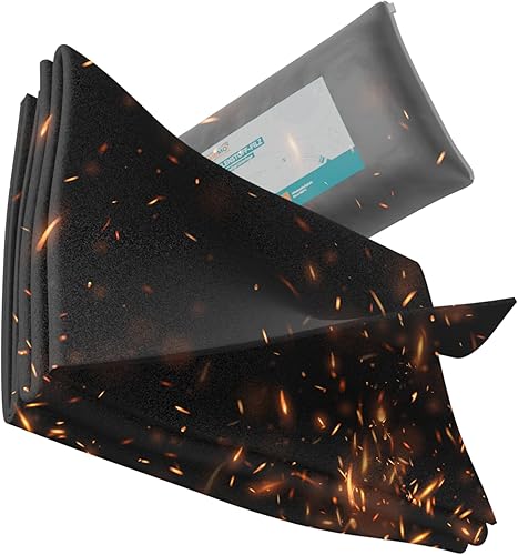 FAIRMO Die feuerfeste Unterlage (1x1 Meter) - Kohlenstoff-Filz feuerfeste Matte hitzebeständig - hitzeschutzmatte, Grillunterlage, Brandschutzmatte, Feuermatte - Für Outdoor und Kamin - Cheap-Us