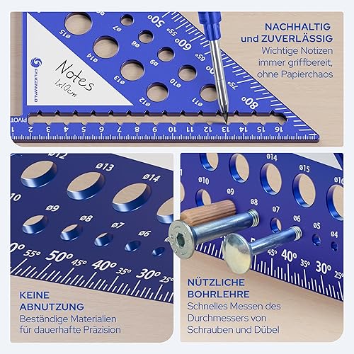 FALKENWALD®️ Tieflochmarker Bleistift [+7 Minen + Radiergummi + Anreißnadel + Spitzer + Griff] - Zimmermannsbleistift für Stein, Holz, Metall, Beton - Cheap-Us