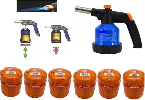 SMH LINE® Gasbrenner incl. 6 Stechkartuschen 190g Lötlampe Lötbrenner Gasanzünder Bunsenbrenner Gasbrenneraufsatz Flambierbrenner mit Einstellbare Flamme Piezo-Zündung löten Gas Lötmeister - Cheap-Us