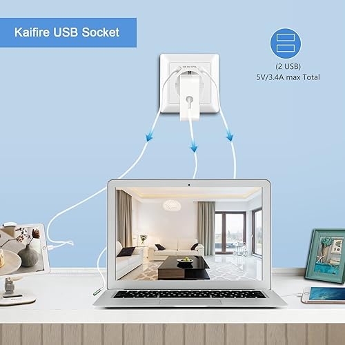 Kaifire USB C Steckdose, Schuko Unterputz Steckdose mit USB Anschluss und Typ C Port max.3.4A System 55 Reinweiß Glänzend Schutzkontakt Wandsteckdose Passent in Standard Unterputzdose für Smartphone - Cheap-Us