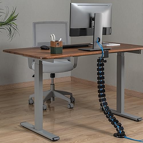 Mimoke Kabelführung für höhenverstellbare Schreibtische Flexibler Kabelschlauch Länge 1285mm Kabelmanagement eckig Kuba Slim Schwarz (Schrauben Montage, Schwarz) - Cheap-Us