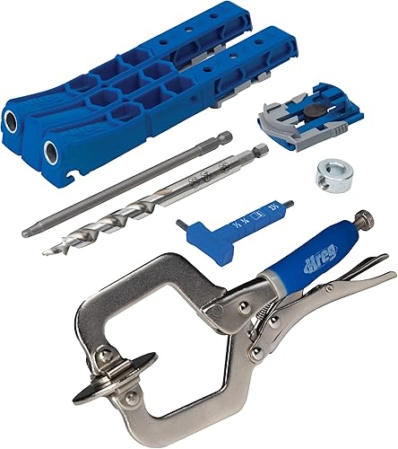 Durable Kreg Taschenlochvorrichtung 320 mit klassischer 5,1 cm Frontklemme – inklusive Holzklemmen für Holzbearbeitung und enge Räume – für Materialien mit einer Dicke von 1,27 cm bis 3,8 cm - Cheap-Us