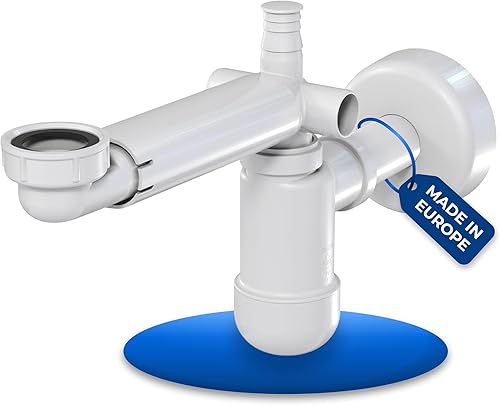 LAXARA Teleskop Siphon für ein platzsparendes Waschbecken 1 1/4' Zoll Weiß, Eignet sich aber auch für eine Spüle mit 1 1/4' Zoll Anschluss. Inkl. Ablauf-Anschluss für die Spülmaschine - Cheap-Us