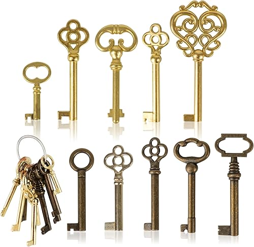 Universal-Ersatzschlüssel-Set, Antikes Schloss und SchlüSsel SchranktüRschloss Antik fur BriefkäSten, SchließFäCher, SchräNke, Werkzeugkisten 10 Stück - Cheap-Us