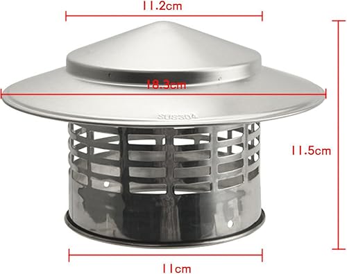 Schornsteinkappe, Edelstahlabdeckung, winddicht, Dachabgasrohr-Schutzkappe, Rauchhaube mit Vogelschutz (160 mm) - Cheap-Us