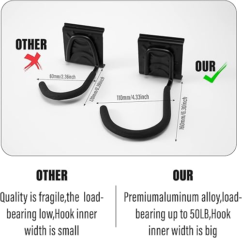 Sinoer Fahrradwandträger,Wandhalterung für 6 Fahrräder + 3 Helme, Werkzeugaufbewahrungshaken einstellbar für Garage oder Zuhause, vertikaler Fahrradhänger(Innenbreite: 90 mm) - 3 Schienen - Cheap-Us