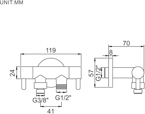 Ibergrif Eckventil Toilette mit 2 Abgängen- Universal Eckregulierventil (1/2 Zoll Wandanschluss, 3/8 Zoll und 1/2 Zoll Schlauchanschluss), Kombi Eckventil mit 2 Metall Griff , WC Absperrventil Messing - Cheap-Us