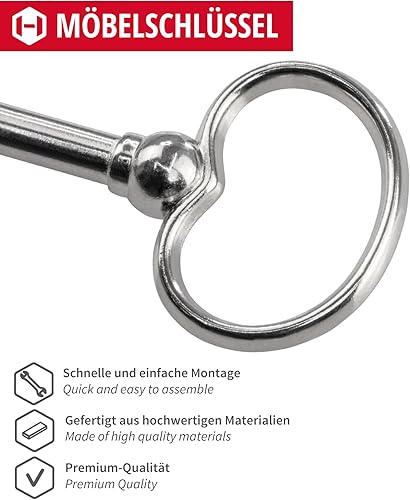 Gedotec Buntbartschlüssel für Möbel-Schloss Ersatz-Schlüssel Deko Schrank - H2134 | BEETHOVEN | 38 mm | Messing braun brüniert durchgerieben | 1 Stück - Möbelschlüssel Antik Vintage Rohling - Cheap-Us