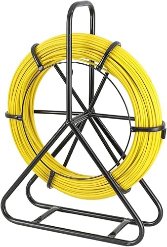 Hanured Fiberglas-Rohrstange 6 x 50 m mit Stahlständer und Bremse, Glasfaserstab, Fischband Fiberglas Kabel Rad, Hand-betrieben Draw Wire Retractable Einfädler - Cheap-Us