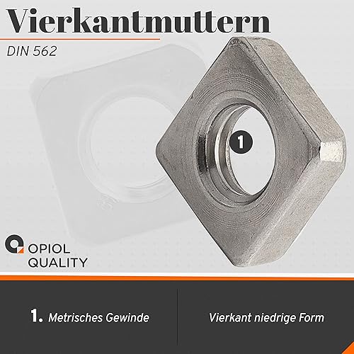 OPIOL QUALITY® Vierkantmuttern niedrige Form DIN 562 M3 aus Edelstahl A2 V2A (100 Stück) Vierkant Einlegemutter Muttern Quadratmuttern Vierkant-Mutter Mutter - Cheap-Us