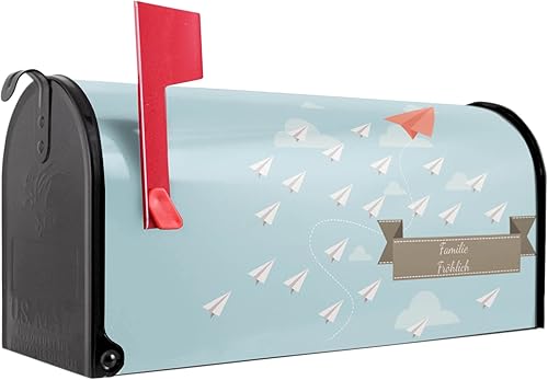 banjado® Amerikanischer Briefkasten individualisiert - US Mailbox/Letterbox mit Motiv Wolken 51x22x17cm - Postkasten Stahl aus Amerika – Briefkasten amerikanisch pulverbeschichtet - Cheap-Us