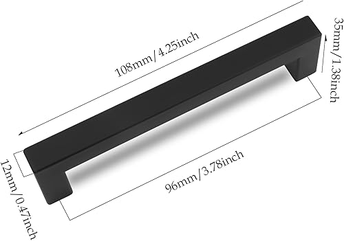 KEWUZY 10 Stück Möbelgriffe, Schwarz 160mm lochabstand Küchengriffe, Edelstahl Schubladengriffe mit Vierzig Schrauben, Schrankgriffe Türgriffe, Küche Quadrat Griffe (Schwarz, 160mm) - Cheap-Us