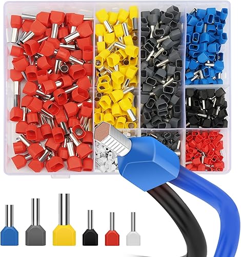 Zwillingaderendhülsen Set 0,5-10 mm², Lytool 750 tlg. Twin Aderendhülsen Set mit Adernhülsenbox, Doppelt Aderendhülsen Isolierte Aderhülsen Kabelendhülsen für Drahtverbindung - Cheap-Us