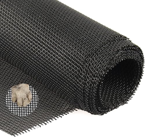 Yotache Katzenschutzgitter 220×90 cm, Petscreen katzengitter Fenster ohne Bohren, PVC-beschichtetes Polyester Insektenschutz Fliegengitter, Schwarz - Cheap-Us
