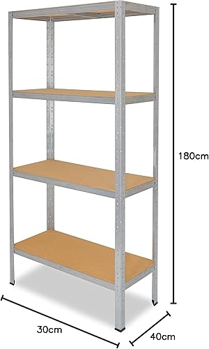 shelfplaza® 180x50x40cm HOME Schwerlastregal verzinkt/Metallregal mit 4 Böden/Kellerregal Metall, Garagenregal, Werkstattregal oder Regal Lagerregal/Steckregal Metall mit 175kg Tragkraft - Cheap-Us