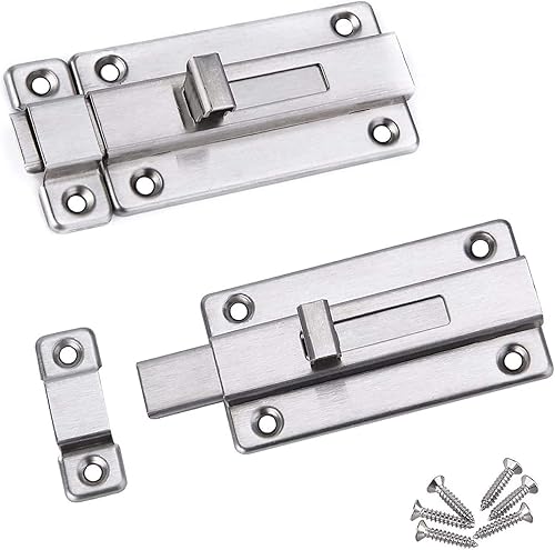 2 Stück Edelstahl Schiebeschloss Türriegel Schieberiegel 3-Zoll Sicherheitstürriegel Mini Bolzenriegel mit Schrauben Türschloss mit Riegel Einfache Montage Tür Riegel für alle Arten von Innentüren - Cheap-Us