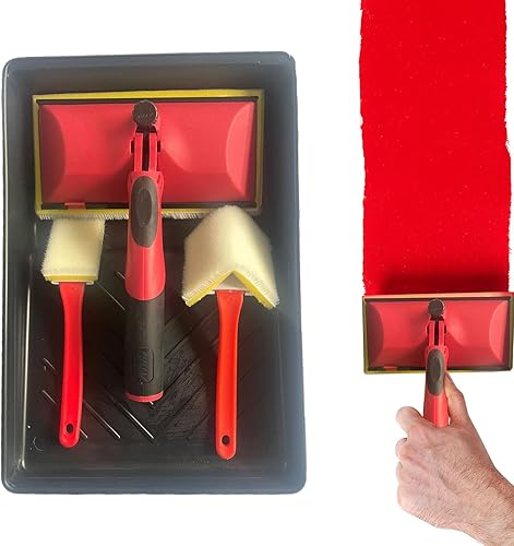 Paint Edger Farbkanten Werkzeug, Kantenschneider für Wandfarbe - Farbpad-Applikator Mit Kantenpinsel, Dreieckspinsel, Tablett-Farbtrimmwerkzeug, Flachpinsel, Lackpinsel, Pinselset - Cheap-Us