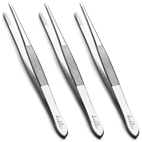 Beaditive 14 cm Nähmaschinen-Pinzetten-Set (3-teilig) gezahnte gerade Spitzen | Professionelle Qualität, hohe Präzision | Rostfreier Stahl - Cheap-Us