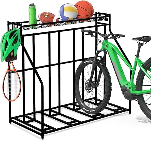 Kapler Fahrradständer mit 4 Abstellplätzen extra breiter Korb 4 Haken-verstellbare Fahrradschlitze für Garagenlagerung von Berg Kinder und Sportfahrrädern - Cheap-Us