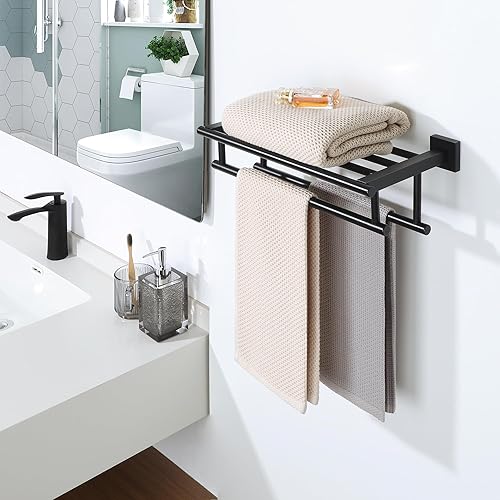 SAYAYO Handtuchhalter Bad Wand Gästehandtuchhalter Wandmontage Edelstahl Premium Doppelt Badetuchhalter für Badezimmer und Küche 61CM, EGZ8000-LS - Cheap-Us