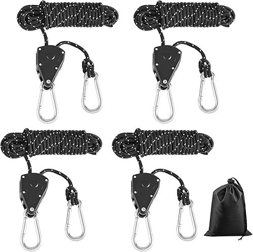 4 Stück Reflektierend Abspannseile Seil mit Seilspanner 4M 4mm Einstellbare Seil Ratsche Einstellbare Seil Ratsche Reflektierend Zeltseil mit Spanner Einsteller für Zelt Zeltplane Camping - Cheap-Us