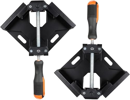 2 Stück Winkelspanner 90 Grad Aluminiumlegierung Eckspanner mit verstellbarer Schwenkbacke Schwarze Rechtwinklige Winkelspanner Einhand Eckspanner für Holzbearbeiten, Fotorahmen, Engineering - Cheap-Us