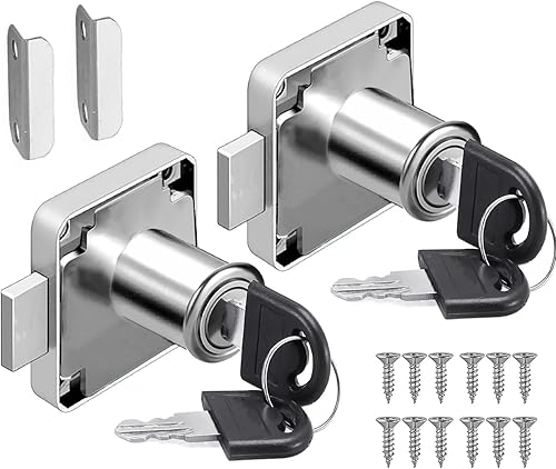 Litensh 2PCS Cam Lock 22mm, Sicherheits Schrankschloss mit Schlüssel, Verschiedene Möbelschloss Aufschraubschloss Möbelschloß für Möbelschrank Briefkasten Schublade Haushalt Büro - Cheap-Us