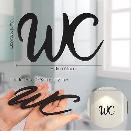 WC Schild, WC Türschild Selbstklebend, WC Aufkleber 15 * 10 cm, WC Schild Selbstklebend WC Aufkleber Tür, WC Deko für Toilettentür (Schwarz) - Cheap-Us