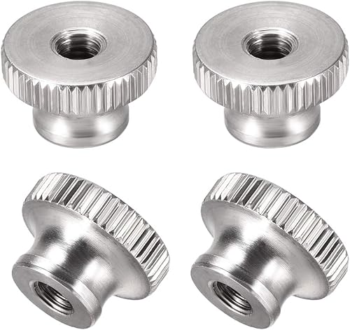 sourcing map 4Stk. Gerändelte Daumennüsse M5 Runde Knöpfe mit Kragen 304 Edelstahl - Cheap-Us