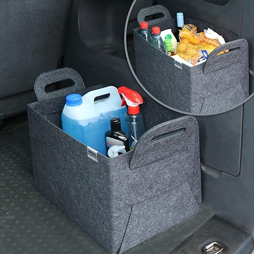 com-four® 2X Filz-Tasche XXL für den Einkauf, Zeitungen, Papier, Spielzeug, Picknick oder Strand, robust aus dickem Filz, perfekte Kaminholz-Tasche für Brennholz (02 Stück anthrazit 44x30cm) - Cheap-Us