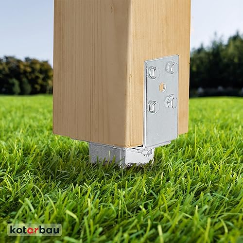 KOTARBAU® 2er Set Einschlaghülse Pfostenträger 0 – 120 mm - Stahl Silber - Feuerverzinkt Verstellbar Bodenanker für Holzpfosten Erdanker Pfosten Bodenhülse Einschlagbodenhülse Anker - Cheap-Us
