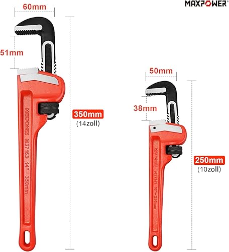 MAXPOWER Rohrzange 620 mm (24 Zoll) Aluminium-Rohrzange Spannweite 76 mm (3 Zoll) 40% leicht verstellbarer Wasserpumpenschlüssel - Cheap-Us