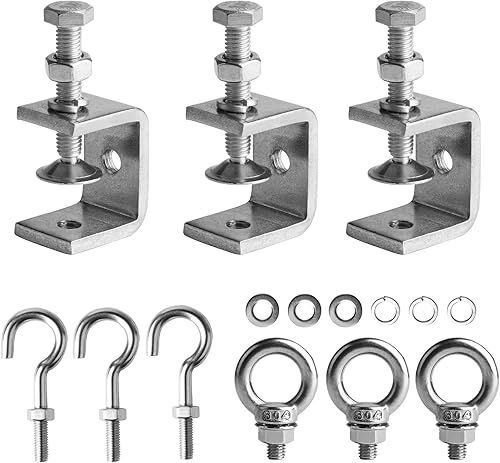 3 Set 304 Edelstahl C Zwingen: 3 C Klemmen, 3 Ringschraube M8, 3 Schraubhaken, 30mm Tischklemme, Trägerklammer, Befestigung Klemmen, Schraubklemmen Metall für Heimwerker Holzbearbeitung Holzarbeiten - Cheap-Us