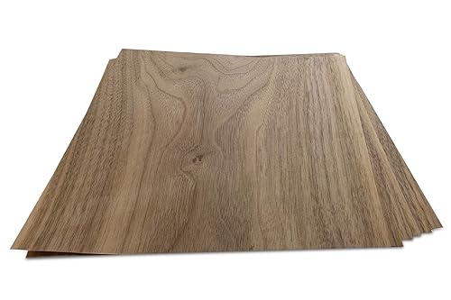 WoodPress® Echtes Walnussholzfurnier – Packung mit 6 Bögen – Größe A4 (ca. 21 cm x 29 cm) – Furnier für Marketterie, Modellbau und Möbelreparatur - Cheap-Us