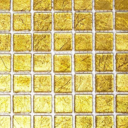 Mosaik Fliese Transluzent Glasmosaik Crystal gold Struktur für WAND BAD WC DUSCHE KÜCHE FLIESENSPIEGEL THEKENVERKLEIDUNG BADEWANNENVERKLEIDUNG Mosaikmatte Mosaikplatte - Cheap-Us