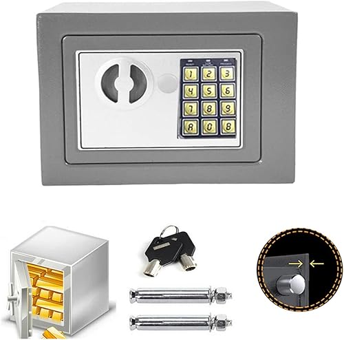 Elektronik Safe Tresor Möbeltresor mit Zahlenschloss und 2 Notschlüssel Wasserdichte Sicherheitsbox Hotelsafes Wandtresor Grau 31 x 20 x 20 cm - Cheap-Us