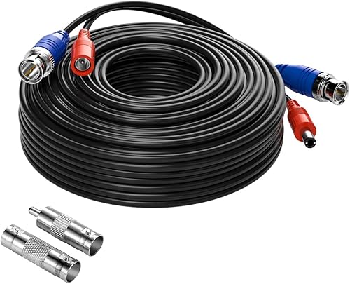 Anlapus 18,3 Meter BNC Video + DC Power Kabel Netzkabel 2in1 CCTV Verlängerungskabel mit BNC RCA Adapter für AHD CVI TVI 960H Überwachungssystem, Schwarz - Cheap-Us