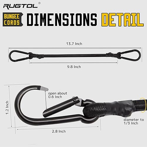 Spanngummi mit Karabiner, Expander mit Karabinerhaken 50cm, Gepäckspanner schwarz 4er Set, 100% Latex Gummispanner für Sonnensegel, Tarpaulins, Garten, Fahrrad, Auto, Ladung - Cheap-Us