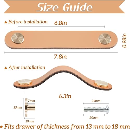 LEREATI 4 Stück Ledergriffe für Möbel, Schrankgriffe Schwarz Möbelgriffe Schubladengriff, Modernen Möbelknöpfe Schrank Griffe für Küchenschränke, Schränke, Tür, Wohnkultur (128mm) - Cheap-Us
