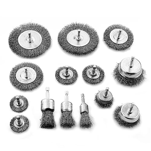 14 Stück Drahtbürste Bohrmaschine,6mm Stahlbürste Akkuschrauber Set,für Akkuschrauber, Zum Polieren, Schleifen, Entrosten und Entgraten - Cheap-Us
