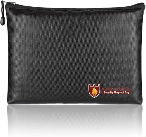 TsunNee Feuerfest Dokumententasche, Wasserdicht Dokumententasche, Lipo Sicher Tasche, Feuer Sicherheit Tasche (Schwarz, 20x29cm) - Cheap-Us