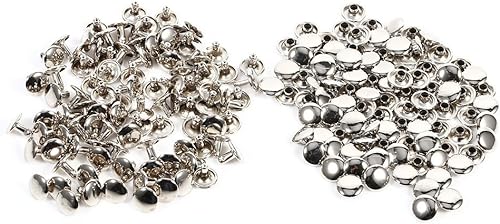 Walfront 100 Satz Doppel Cap Niet Für Leder Handwerk Reparaturen Dekoration, Doppel Cap Rivet Rohr Metallbolzen Kit 10 × 8mm für DIY, Tasche, Schuhe Reparaturen(Silber) - Cheap-Us