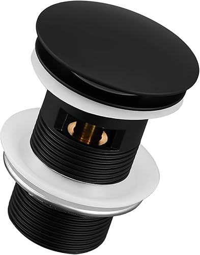 Universal Ablaufgarnitur Pop Up Ventil mit Überlauf für Waschtisch - Schwarzer Ablaufventil Abflussgarnitur für Waschbecken, Einfache Installation - Cheap-Us