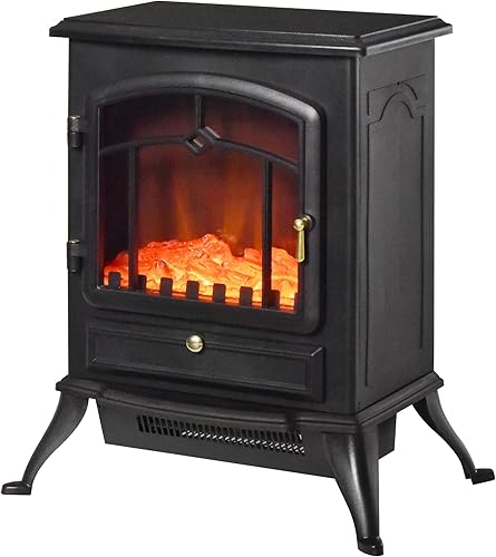 HOMCOM Elektrokamin Elektrischer Heizung Elektro Kamin Kaminofen Flammeneffekt 1000/2000W Überhitzungs-Schutz Schwarz 45 x 28 x 54 cm - Cheap-Us