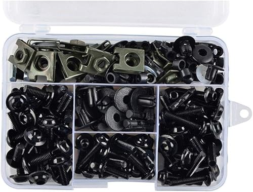 Motorrad Verkleidungsbolzen Kit, 195 StüCk Motorradverkleidungs Schrauben set Universal Motorrad Windschutzscheiben Verkleidungsschrauben Motorrad Schraubensatz Karosserie Schrauben Set, Schwarz - Cheap-Us