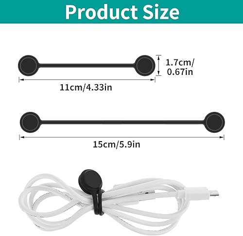 Lusofie 10 Stück Magnetische Kabelbinder Silikon Kabelclip Organizer Wiederverwendbare Magnetische Kabel Organizer USB Kabelmanager für Büro Schule Zuhause Cable Organizer (Lang, Weiß) - Cheap-Us