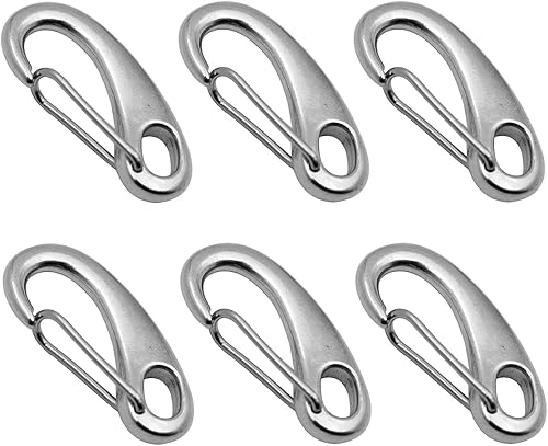SyiXute 6 Stück Schnapphaken,304 Edelstahl Karabinerhaken Klettern Clips,50 mm Karabiner Clips,100 KG Tragkraft ​für Camping Klettern Wandern Outdoor - Cheap-Us