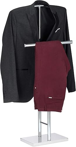 Relaxdays, Silber Herrendiener Chrom, Stummer Diener, freistehender Handtuchhalter, doppelter Bügel, HBT: 106x49x20 cm, Kunststoff, 106 x 49 x 20 cm - Cheap-Us