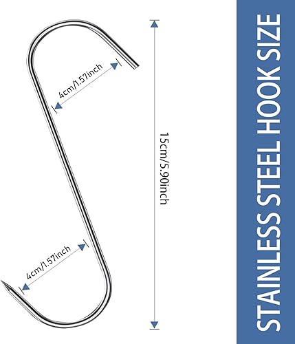 DINGFENG Fleischerhaken, 30 Stück Edelstahl Fleischhaken 13cm S-Haken, Küchenhaken Räucherhaken Groß Metallhaken Haken zum Einhängen, Aufhängehaken Für Küche Geschäft Geschäft - Cheap-Us