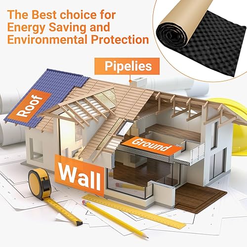 Putentfun Selbstklebend Dämmmatten 2cm 200 x 50 cm Dämmung Isolierung Kautschuk,Dämmmatte Auto Schallschutzmatte Isolierung Schallschutz,Raum Akustik Schaumstoff,Feuerfest, Wasserdicht - Cheap-Us